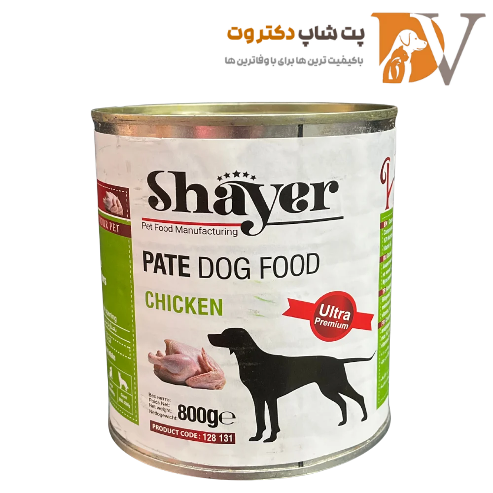 کنسرو پته سگ با طعم مرغ برند شایر