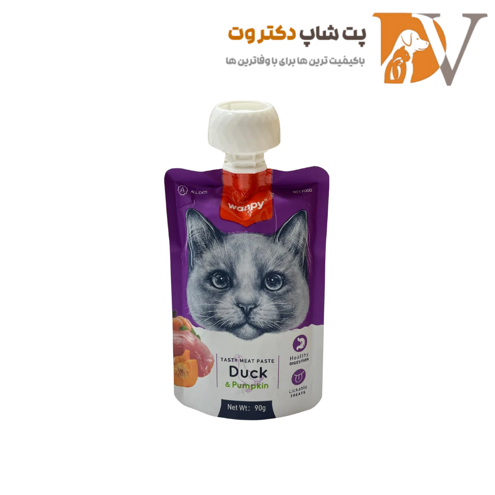 پودینگ غذای گربه ونپی با طعم اردک و کدو‌حلوایی Wanpy Soup Duck & Pumpkin وزن 90 گرم