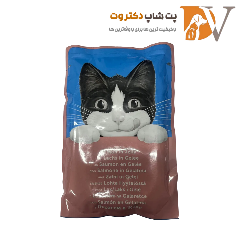 پوچ گربه فلیکس با طعم ماهی سالمون در ژله Felix Cat Pouch Salmon In Jelly وزن 85 گرم