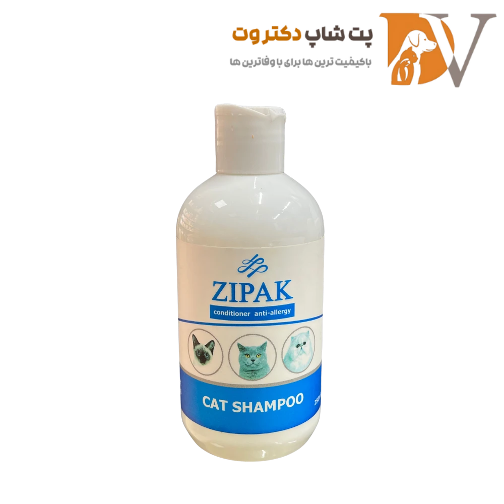 شامپو نرم کننده و ترمیم کننده روزانه گربه زیپاک Zipak Cat Shampoo حجم 250 میلی لیتر