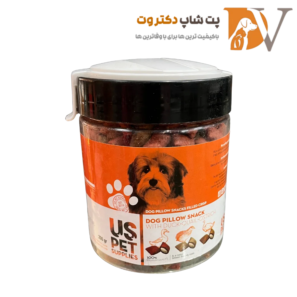 تشویقی مغزدار سگ با طعم اردک، بوقلمون و بلدرچین برند یو اس پت US PET