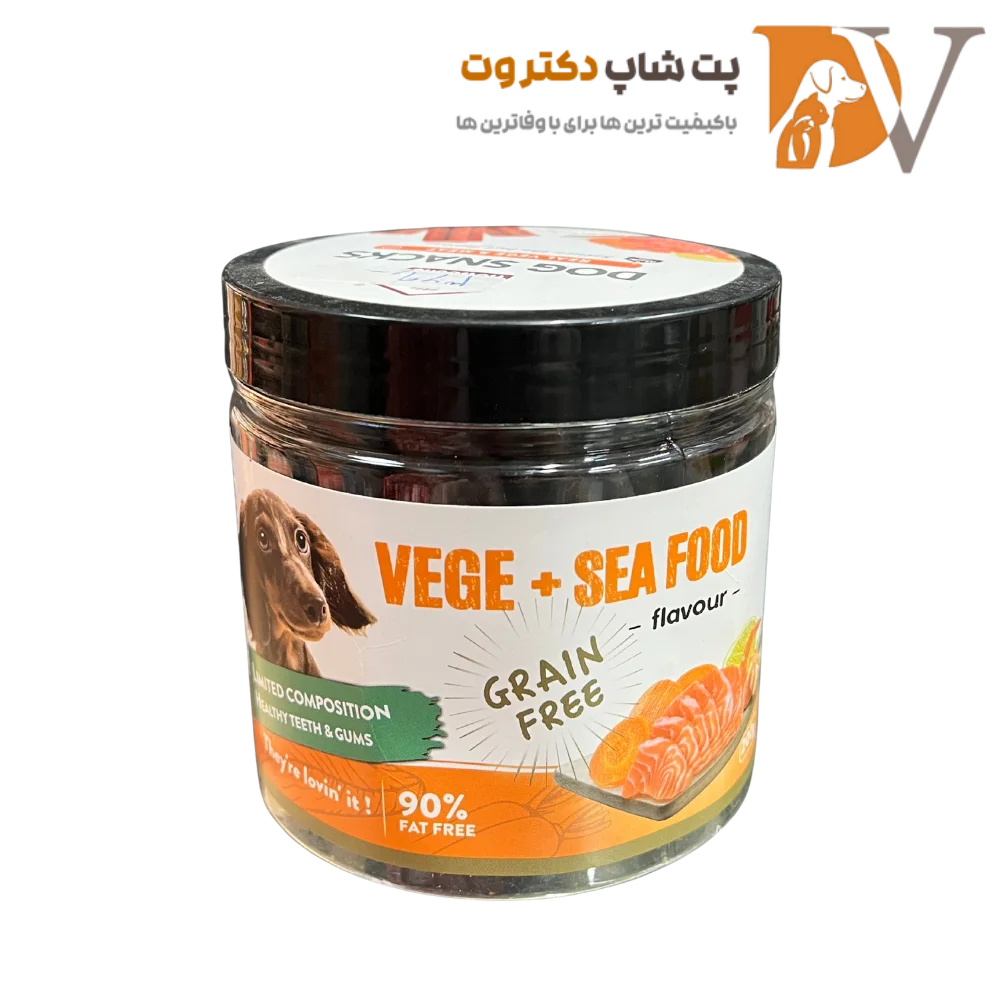 تشویقی سگ هابون سبزیجات و غذای دریایی Howbone vege & sea food وزن ۲۲۰ گرم