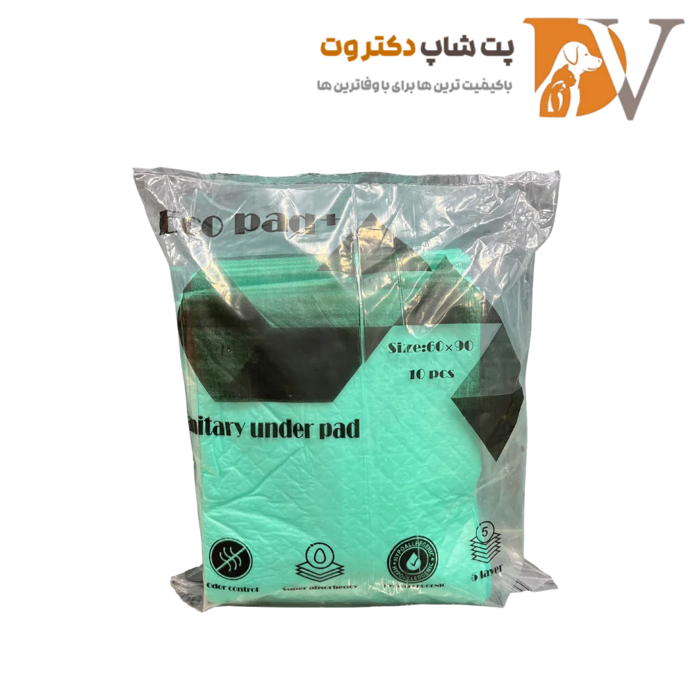 پد و زیر انداز بهداشتی سگ و گربه اقتصادی اکو پد سایز 60 در 90 سانتی متر بسته 10 عددی