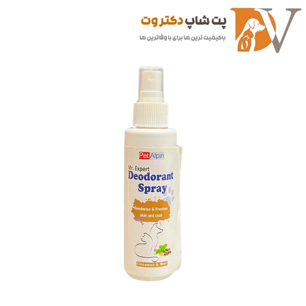 اسپری خوشبوکننده بدن سگ و گربه با رایحه دارچین و نعنا برند پت آلپین