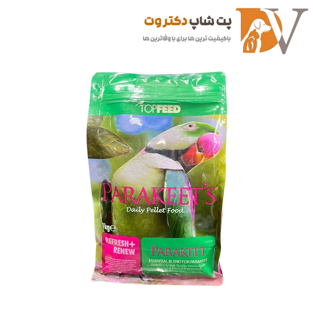 غذای خشک طوطی سانان برند تاپ فید وزن ۱ کیلوگرم